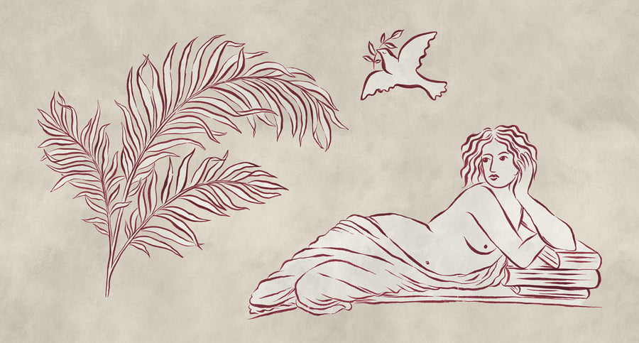 Antiquity, Red Mural Wallpaper