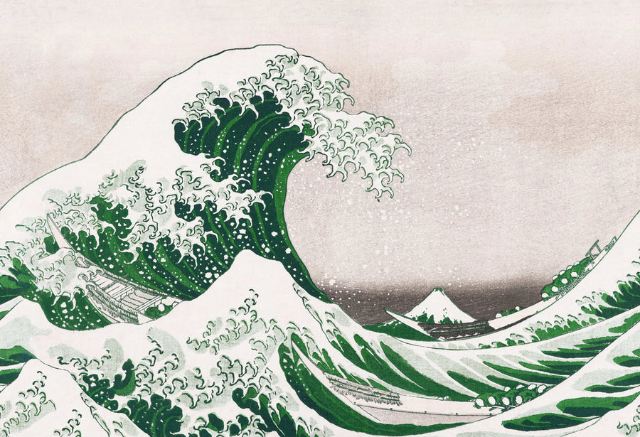 Under the Wave off Kanagawa, Green Mural Wallpaper