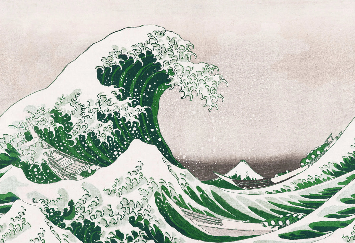 Under the Wave off Kanagawa, Green Mural Wallpaper - pure wallpaper artwork