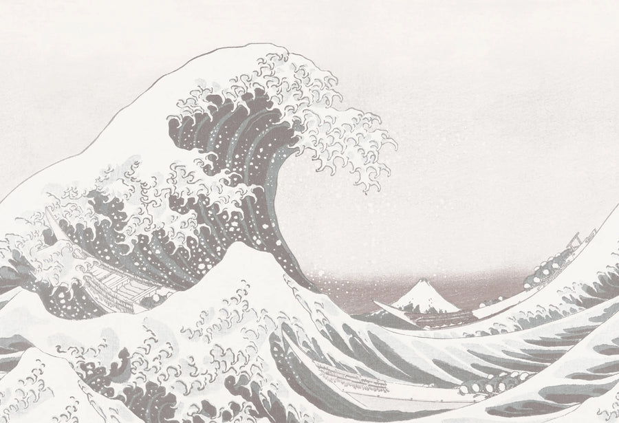 Under the Wave off Kanagawa, White Mural Wallpaper