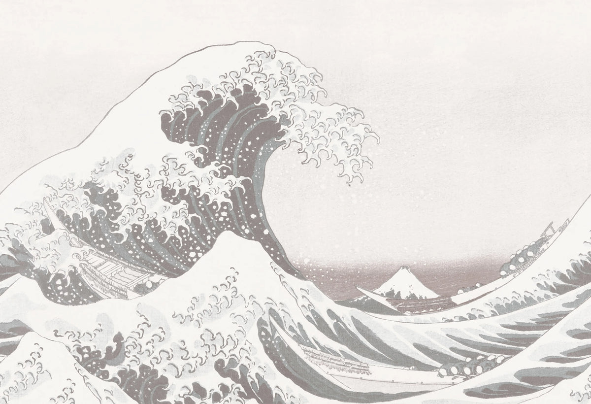 Under the Wave off Kanagawa, White Mural Wallpaper - pure wallpaper artwork