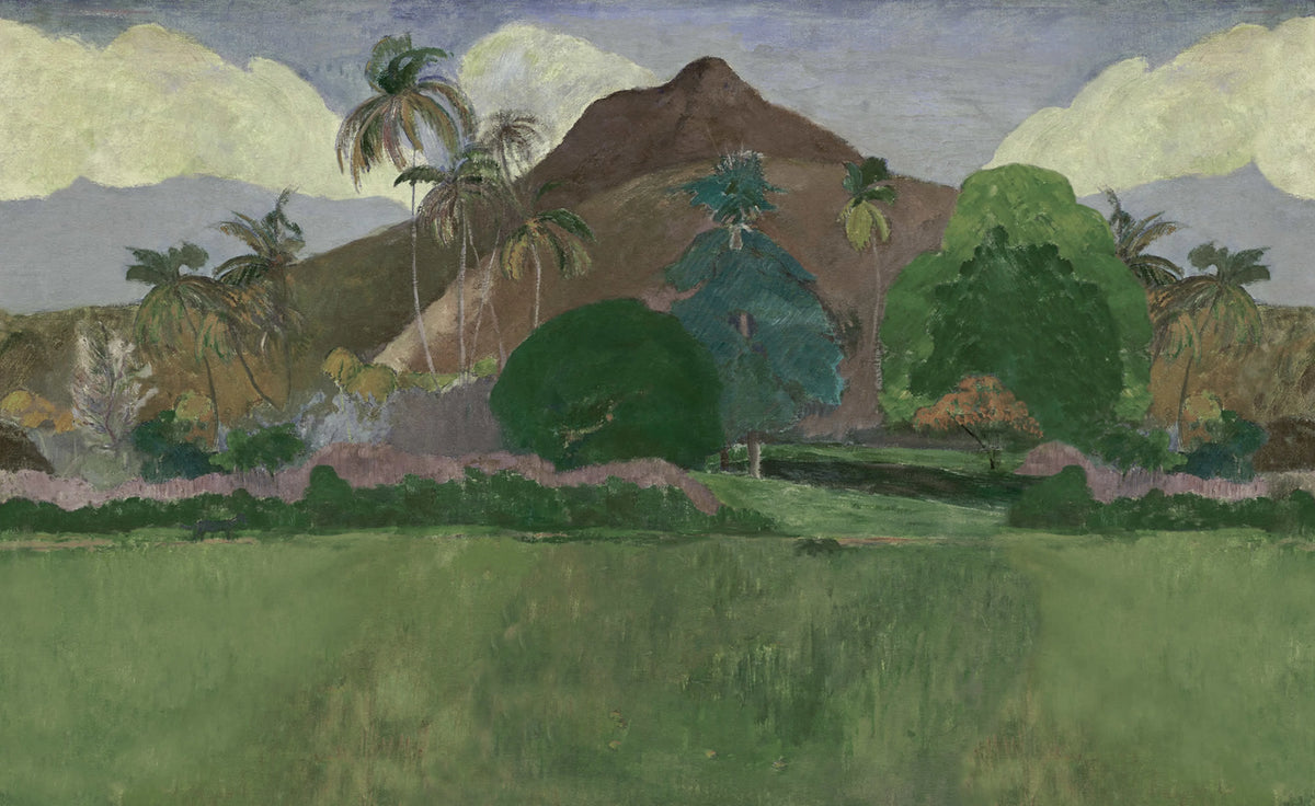 Tahitian Landscape, Green Mural Wallpaper - pure wallpaper artwork