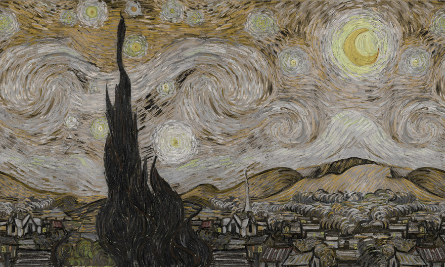 Starry Night, Brown Mural Wallpaper