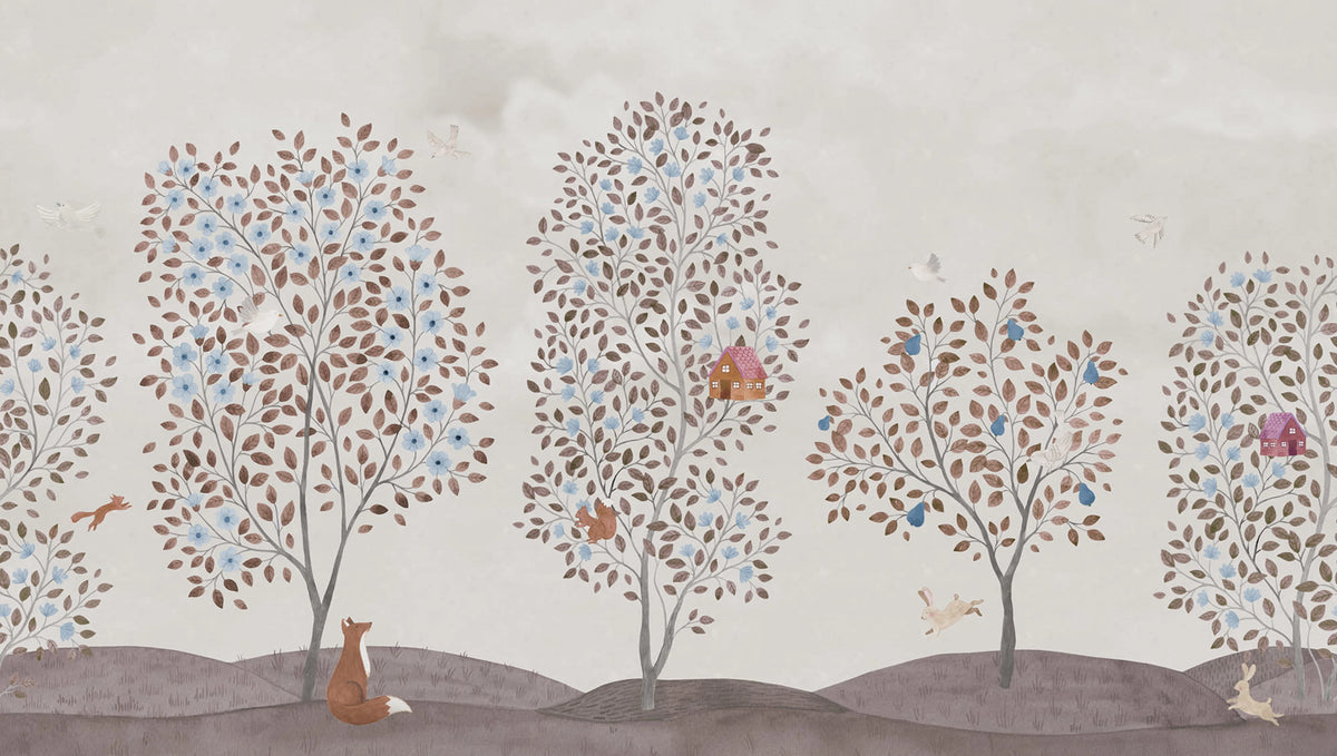 Happy Haven, Beige Mural Wallpaper - pure wallpaper artwork