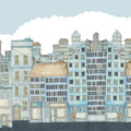 Funny Houses, Light Blue Mural Wallpaper - pure wallpaper artwork