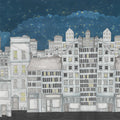 Funny Houses, Dark Blue Mural Wallpaper - pure wallpaper artwork