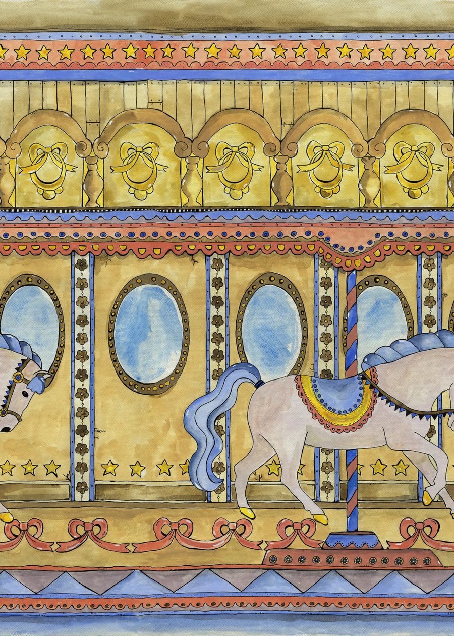 Merry go Around, Yellow Mural Wallpaper