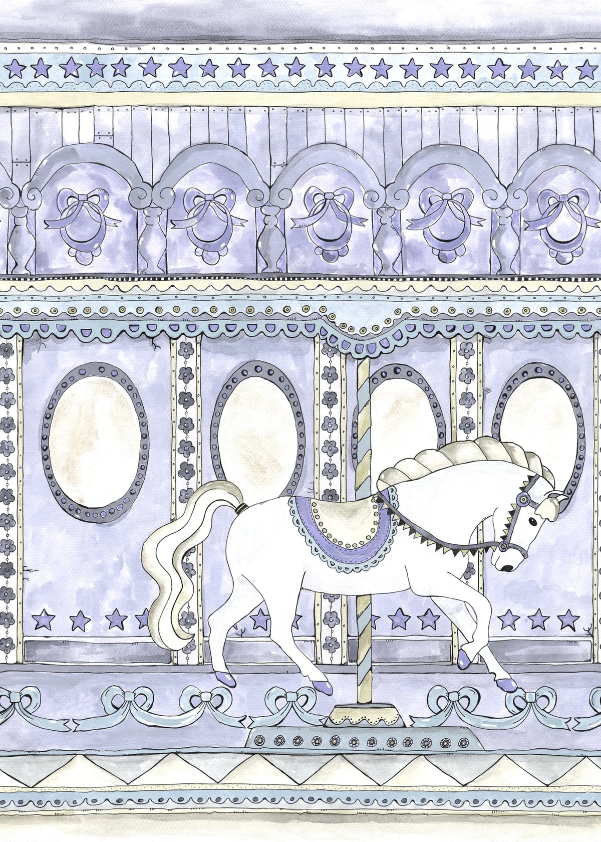 Merry go Around, Lilac Mural Wallpaper - pure wallpaper artwork