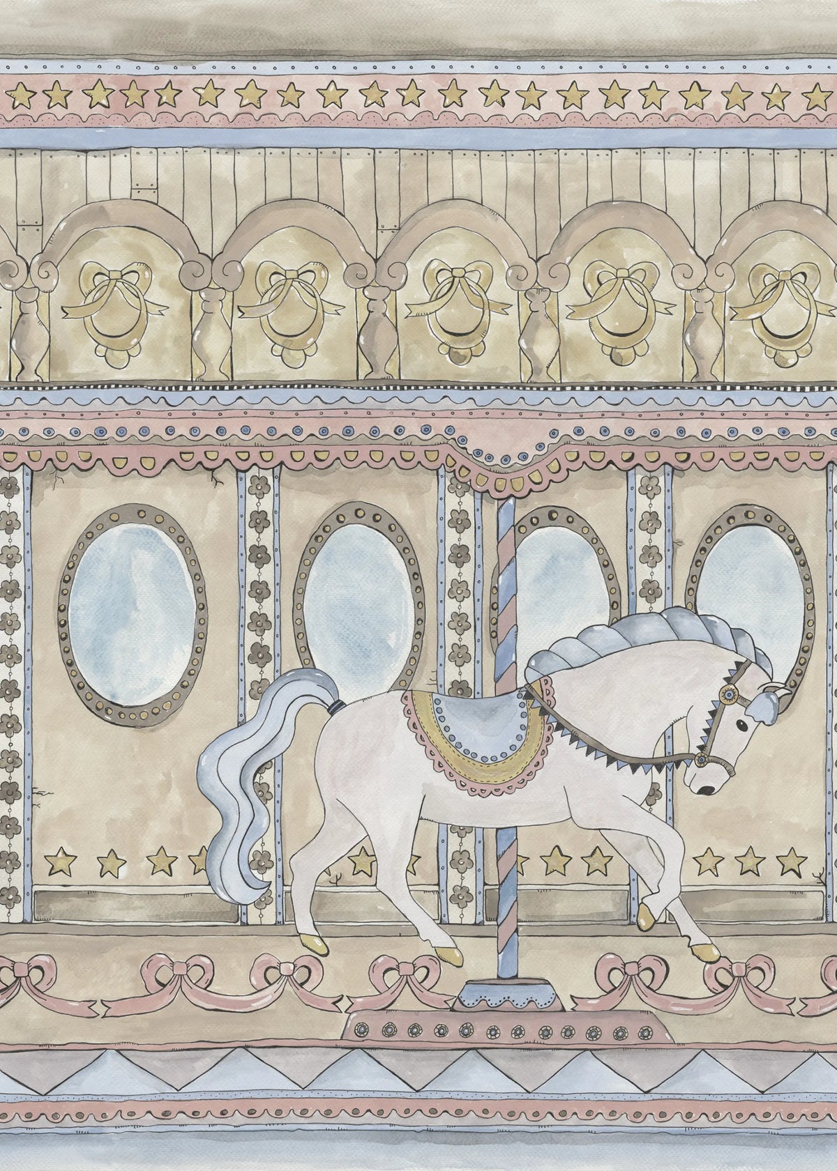 Merry go Around, Pastel Mural Wallpaper - pure wallpaper artwork