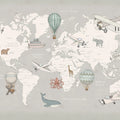 Playful World, Light Gray Mural Wallpaper - pure wallpaper artwork