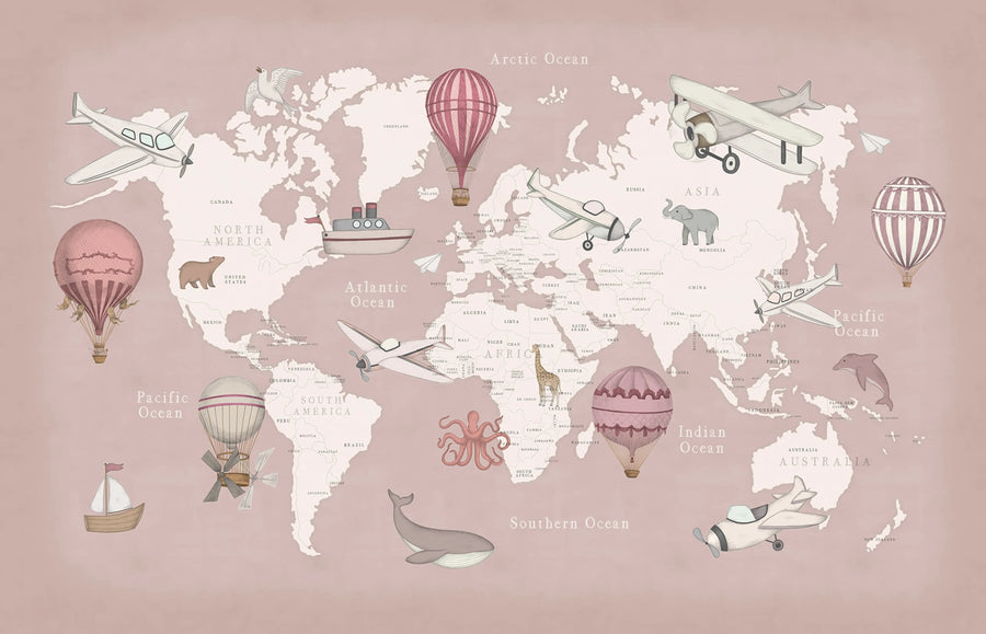 Playful World, Light Pink Mural Wallpaper