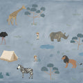 Animal Safari, Blue Mural Wallpaper - pure wallpaper artwork