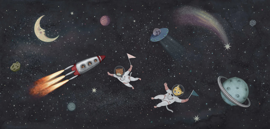 Space Cats, Midnight Mural Wallpaper