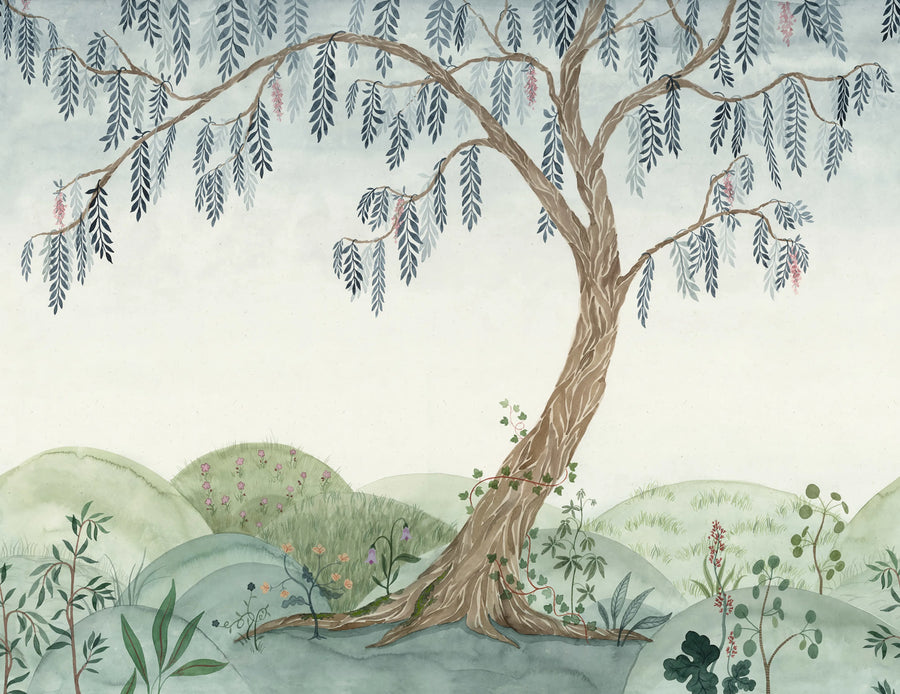 Dreamy Tree, Soft Green Mural Wallpaper