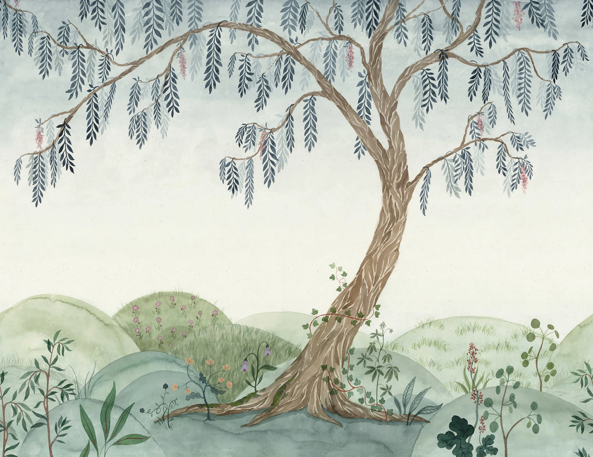 Dreamy Tree, Soft Green Mural Wallpaper - pure wallpaper artwork