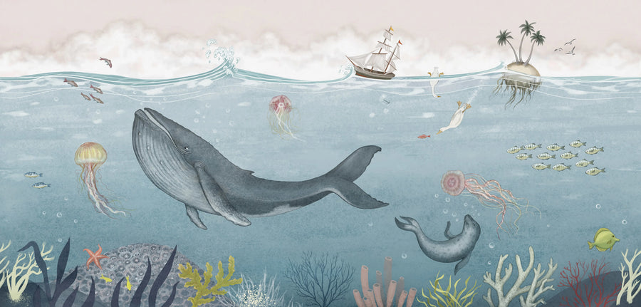 Under the Sea, Blue Mural Wallpaper