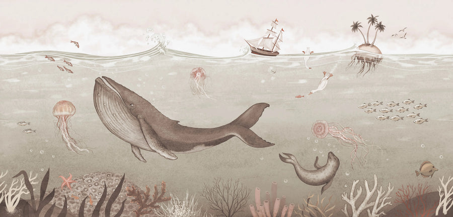 Under the Sea, Beige Mural Wallpaper