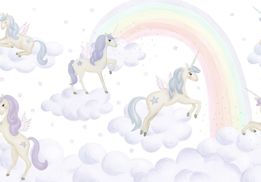 Unicorn Sky, Lilac Mural Wallpaper