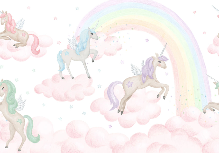 Unicorn Sky, Pink Mural Wallpaper