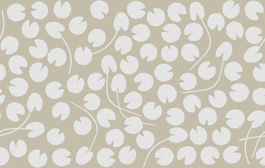 Water Lilies, Beige Mural Wallpaper