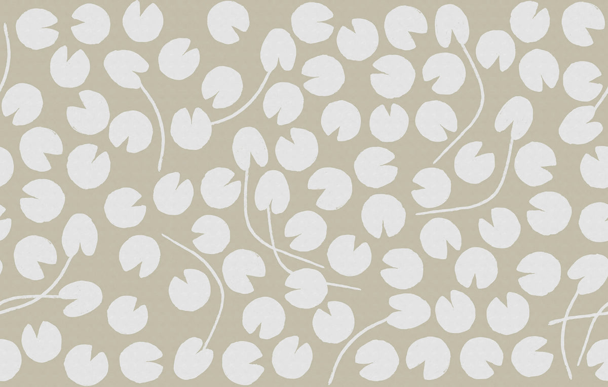 Water Lilies, Beige Mural Wallpaper - pure wallpaper artwork