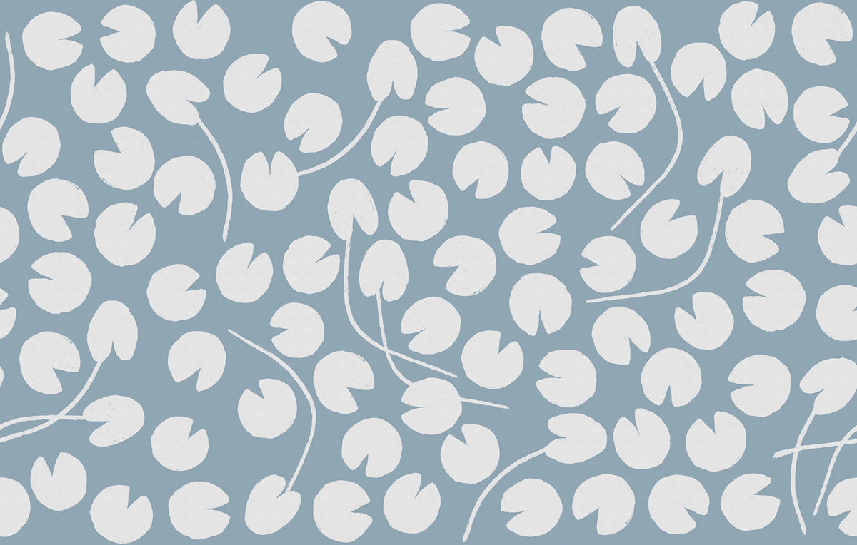 Water Lilies, Blue Mural Wallpaper - pure wallpaper artwork