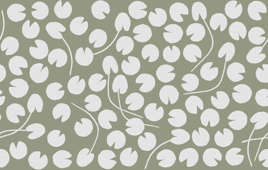 Water Lilies, Green Mural Wallpaper