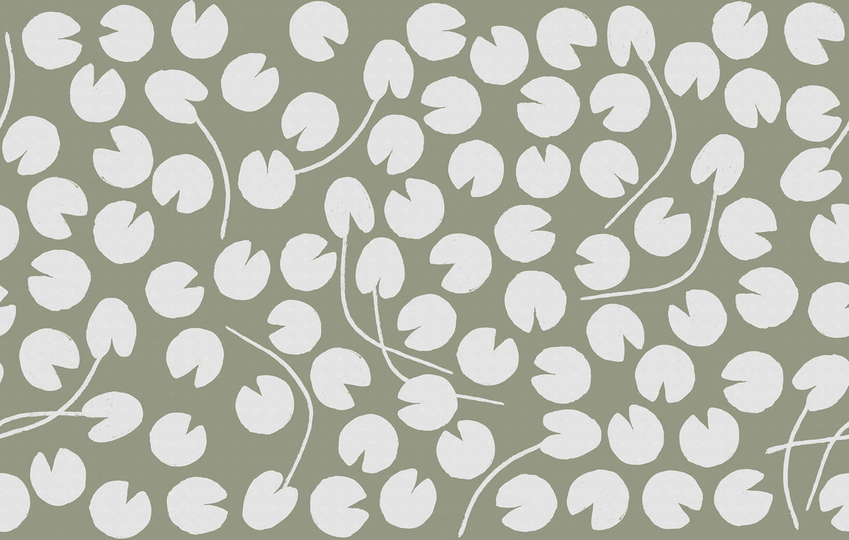 Water Lilies, Green Mural Wallpaper - pure wallpaper artwork