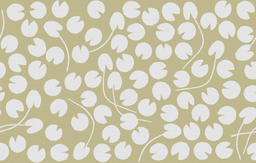 Water Lilies, Yellow Mural Wallpaper