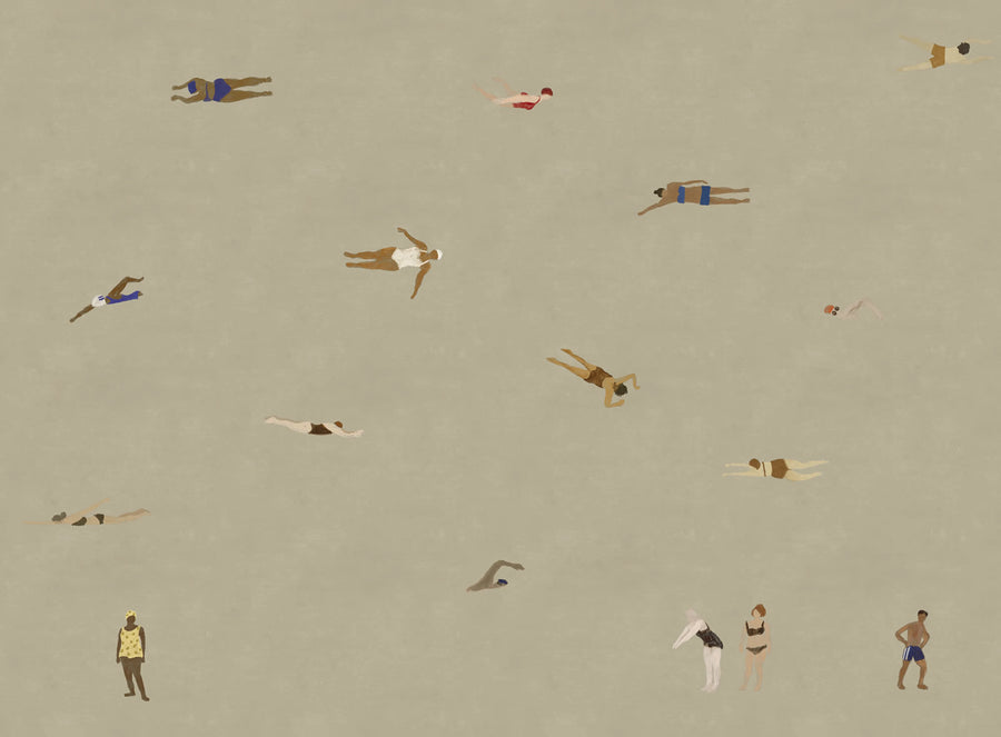 Swimmers, Sand Mural Wallpaper
