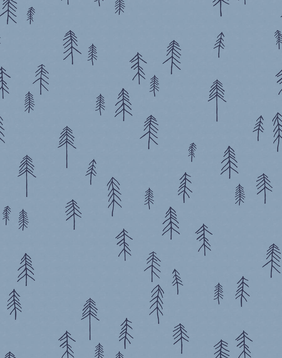 Tall, Blue Mural Wallpaper