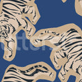 Quirky Tigers, Blue Mural Wallpaper - pure wallpaper artwork