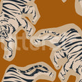 Quirky Tigers, Rust Mural Wallpaper - pure wallpaper artwork