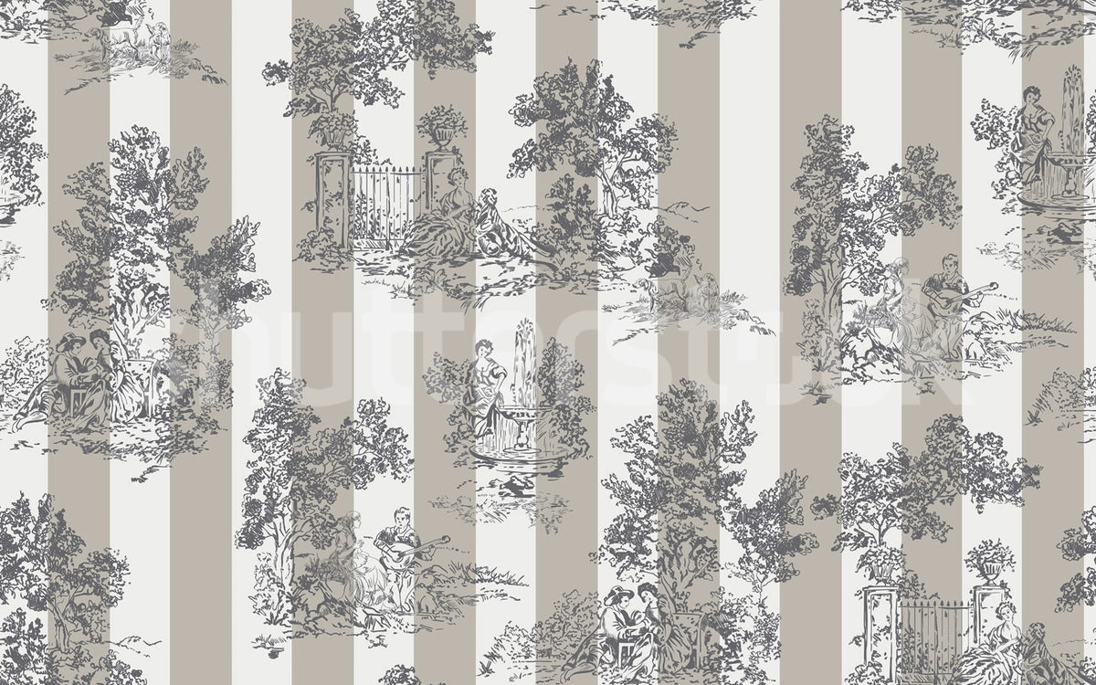 Happy Toile, Pearl Mural Wallpaper - pure wallpaper artwork