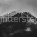 Foggy Mountain, Black & White Mural Wallpaper - pure wallpaper artwork