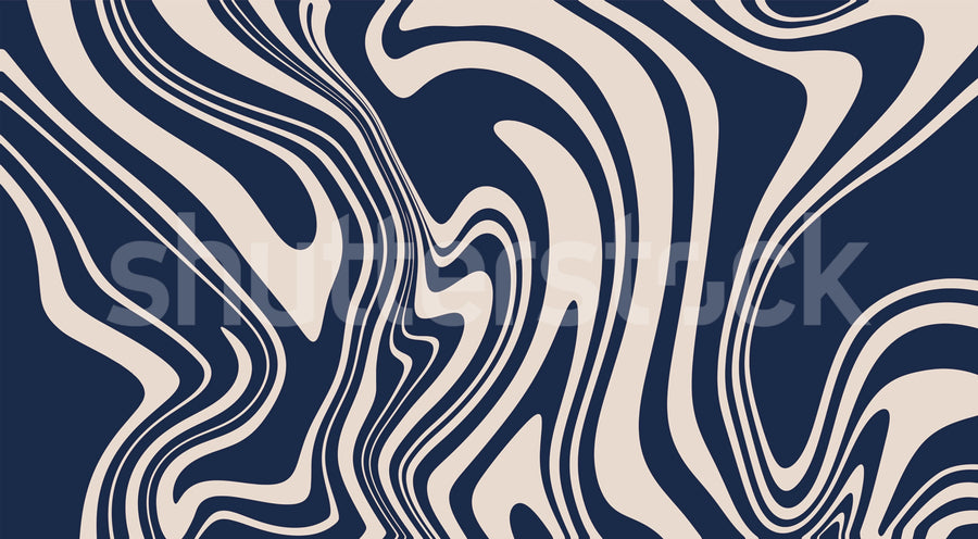Swirly, Blue Mural Wallpaper