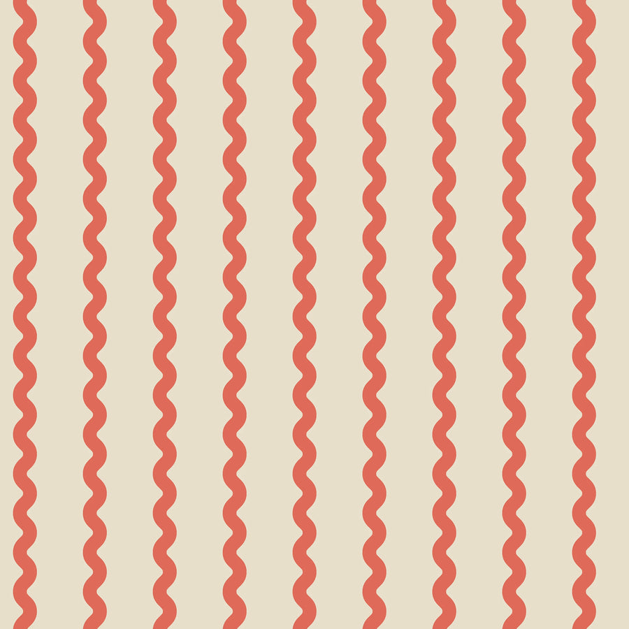 Wobbly Stripe, Red Mural Wallpaper