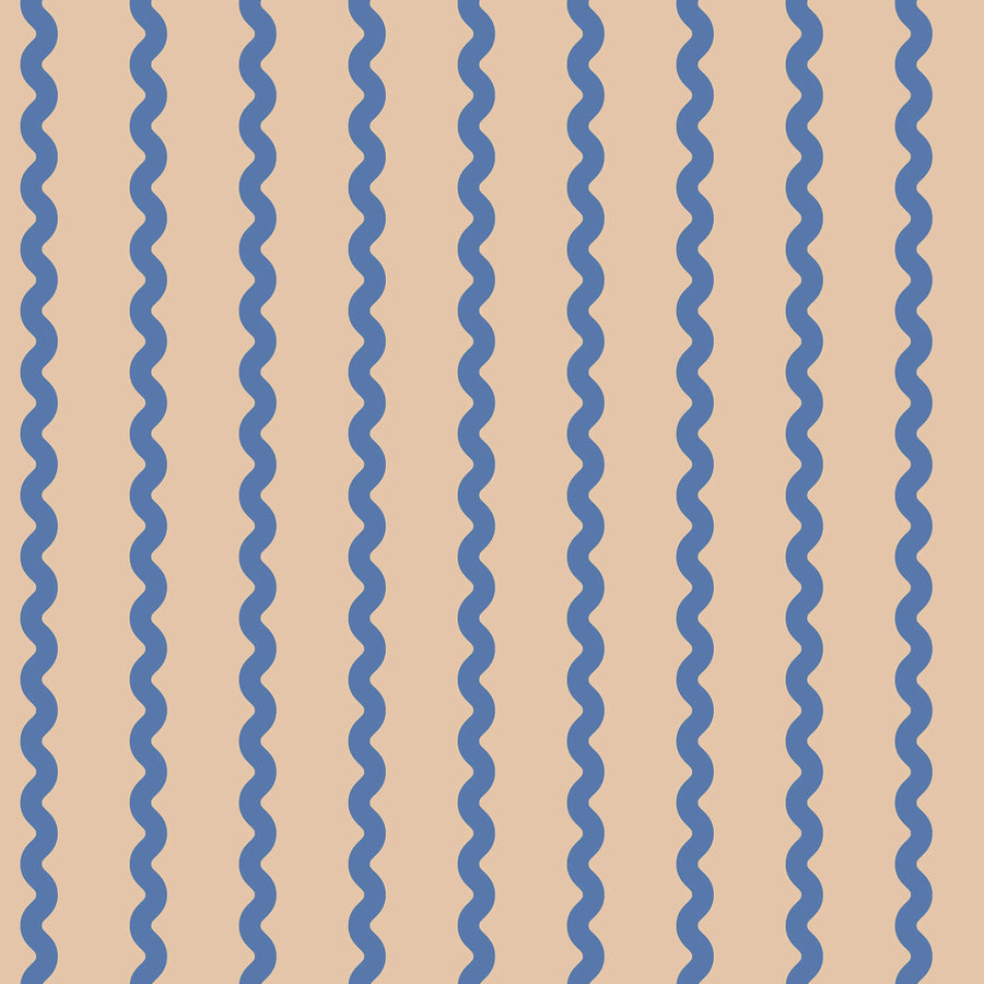 Wobbly Stripe, Blue Mural Wallpaper