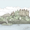 Castle By The Lake, Soft Green Mural Wallpaper - pure wallpaper artwork