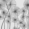 Waterlily Forest, Black & White Mural Wallpaper - pure wallpaper artwork