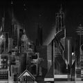 Sci-Fi Town, Black Mural Wallpaper - pure wallpaper artwork