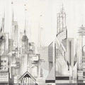 Sci-Fi Town, White Mural Wallpaper - pure wallpaper artwork