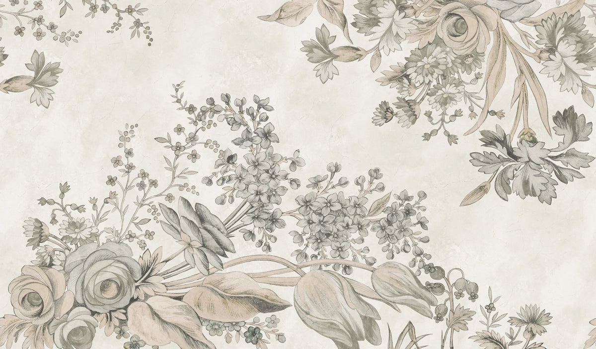 Bold Floral, Beige Mural Wallpaper - pure wallpaper artwork
