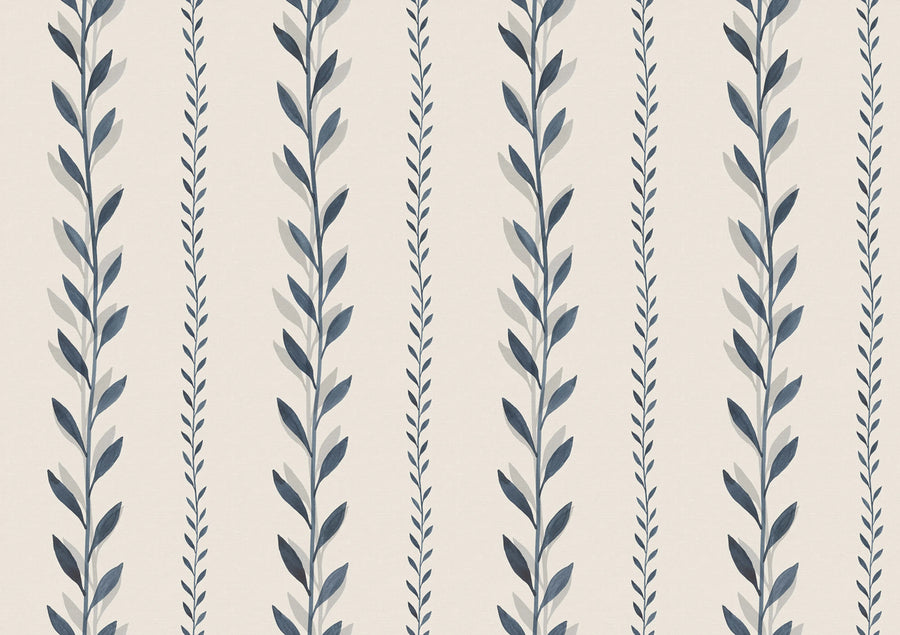 Bayleaf Stripe, Blue Mural Wallpaper