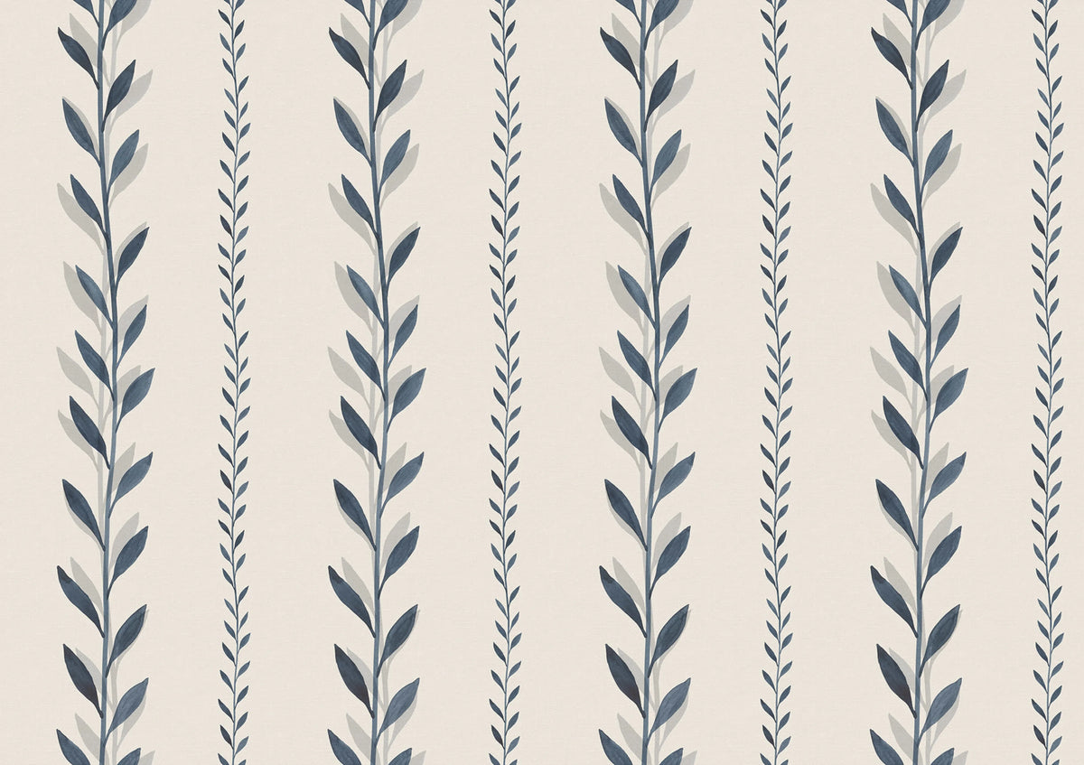 Bayleaf Stripe, Blue Mural Wallpaper - pure wallpaper artwork