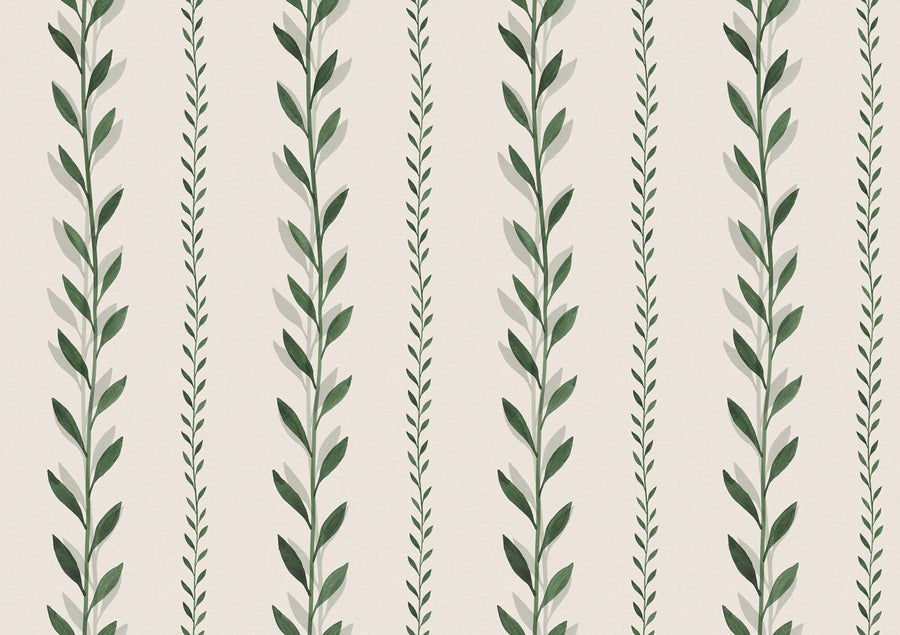 Bayleaf Stripe, Green Mural Wallpaper