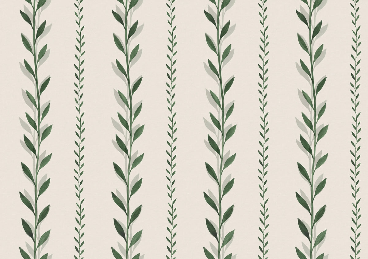 Bayleaf Stripe, Green Mural Wallpaper - pure wallpaper artwork
