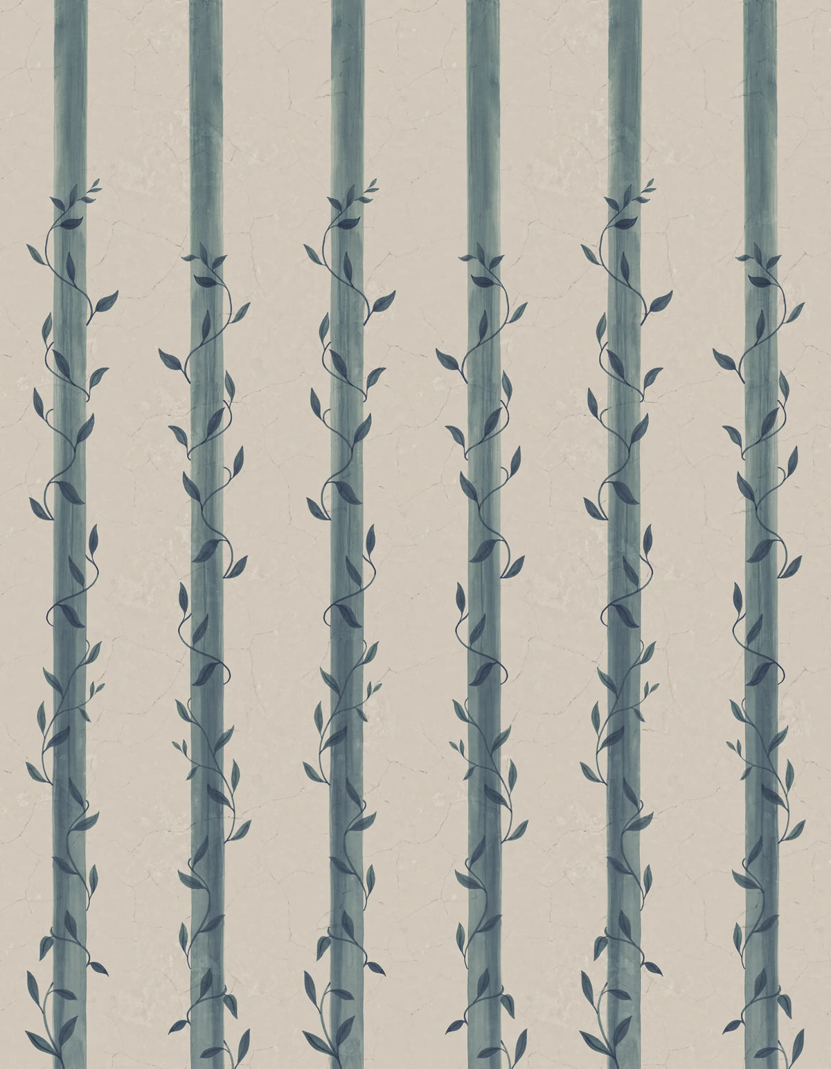 Leafy Stripes, Blue Mural Wallpaper - pure wallpaper artwork