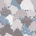 Happy Hillside, Gray Mural Wallpaper - pure wallpaper artwork