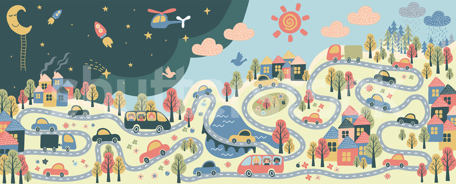 Fun Town, Multi Mural Wallpaper